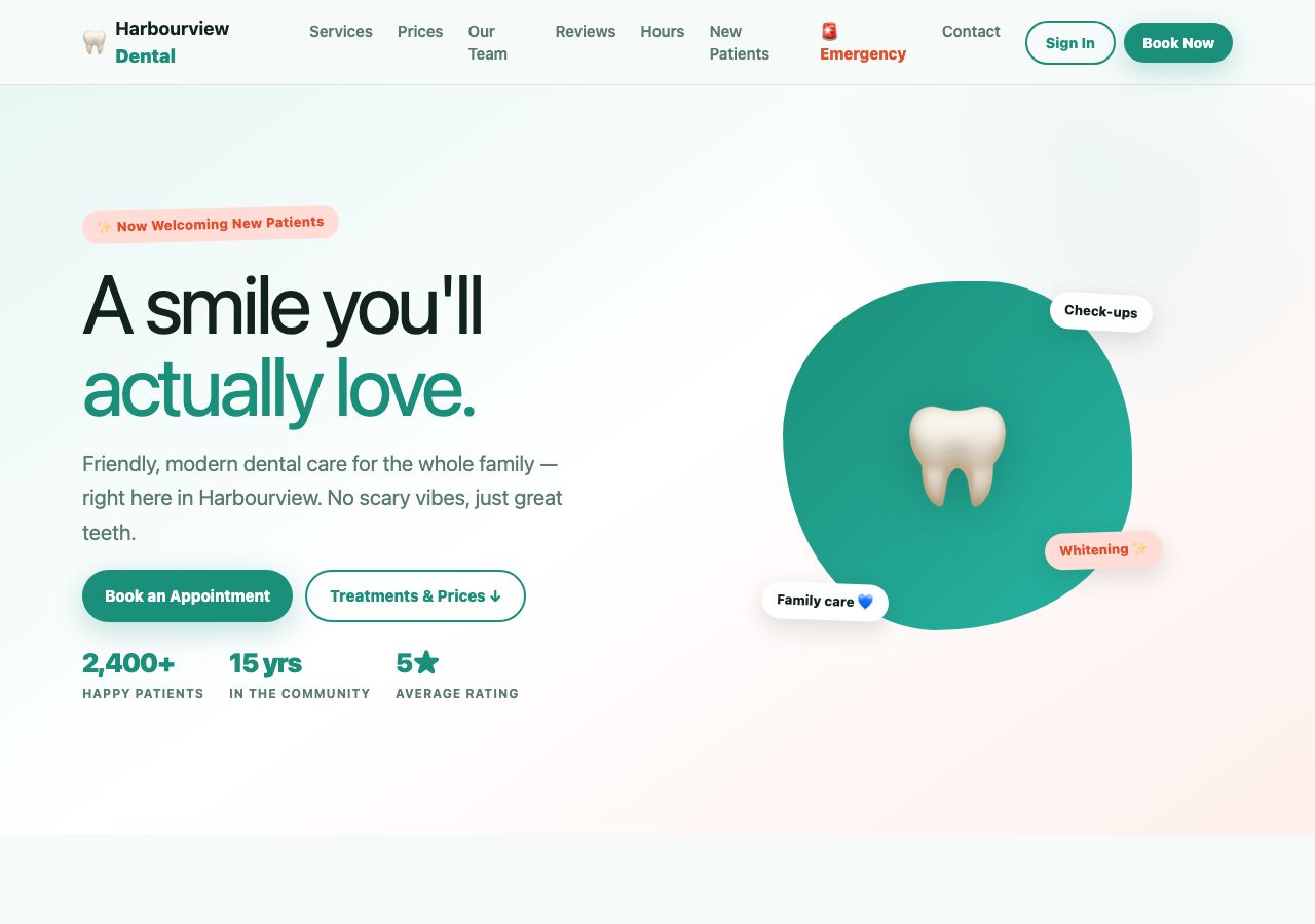 Harbourview Dental — a real app built by MAVRK